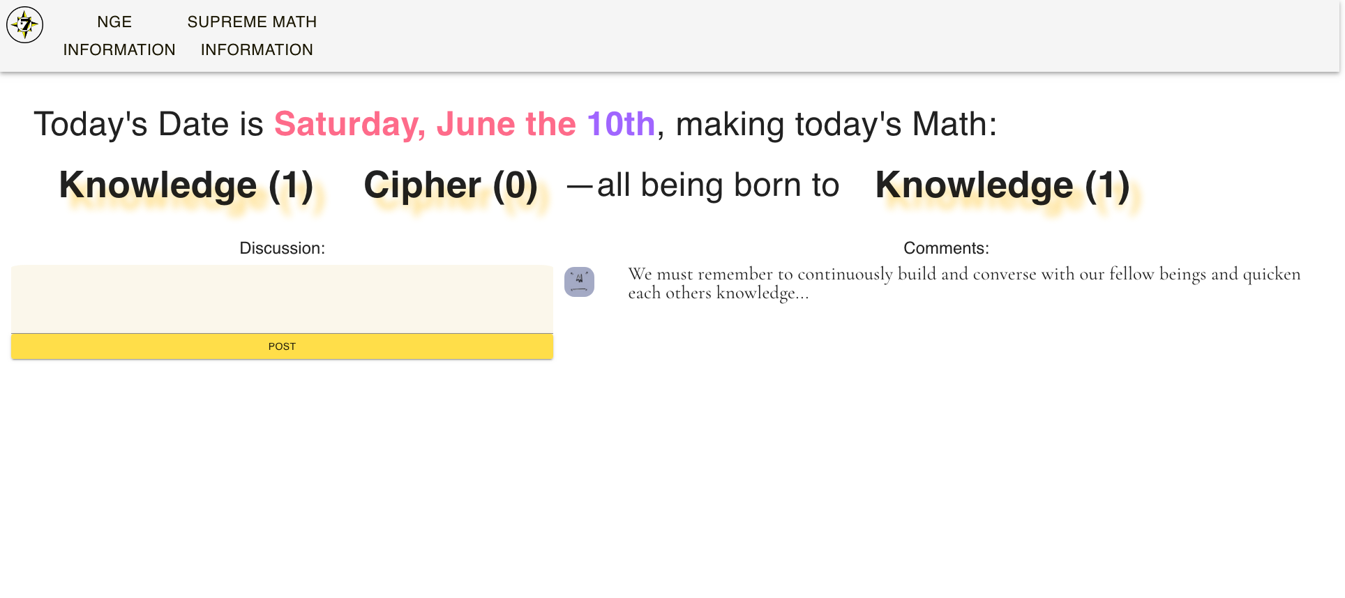 Today's Supreme Mathematics